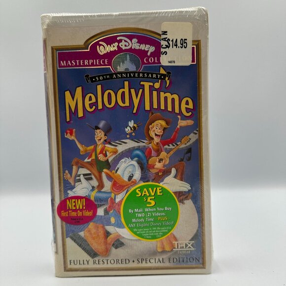 Walt Disney Melody Time VHS 50th Anniversary Sealed Masterpiece Collection 1998 - Picture 1 of 2